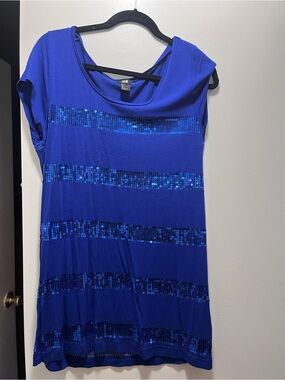 H&M Cobalt Blue Sequin-Striped Women's Tunic